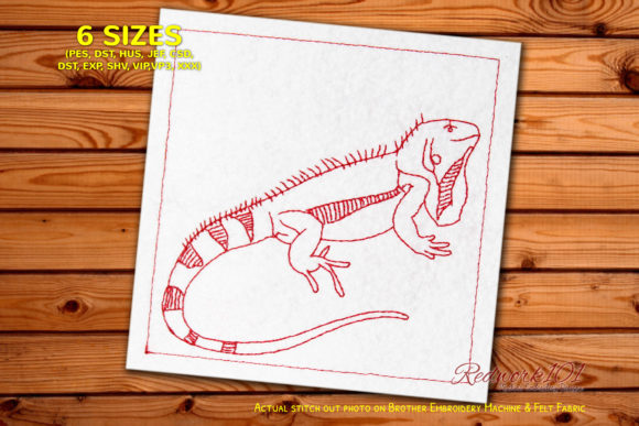 Iguanidae Redwork: A Reptile Design for Thoughtful Gifts