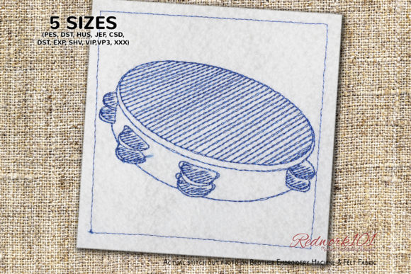 Tambourine: A Music Embroidery Design for Etsy Sellers